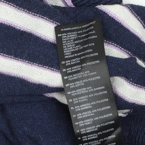 Mantaray Women Blue Striped Long Sleeve Pullover Jumper Size 12
