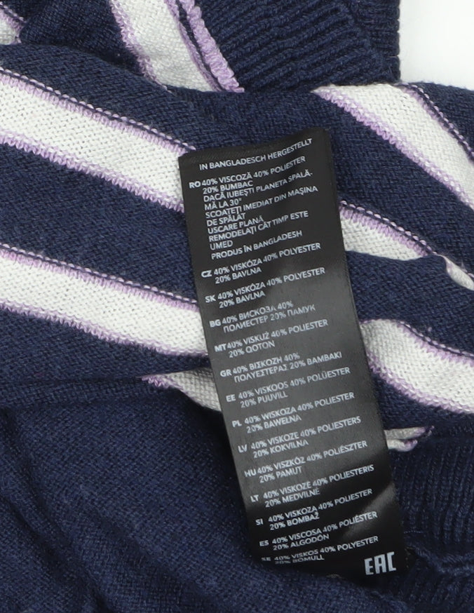 Mantaray Women Blue Striped Long Sleeve Pullover Jumper Size 12