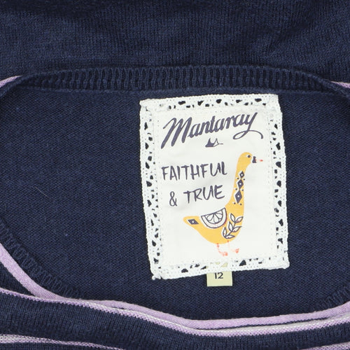 Mantaray Women Blue Striped Long Sleeve Pullover Jumper Size 12