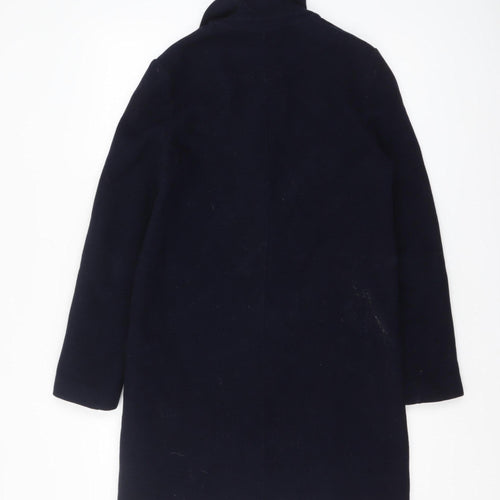Zara Women Black Wool Blend Mid-Length Overcoat Size S