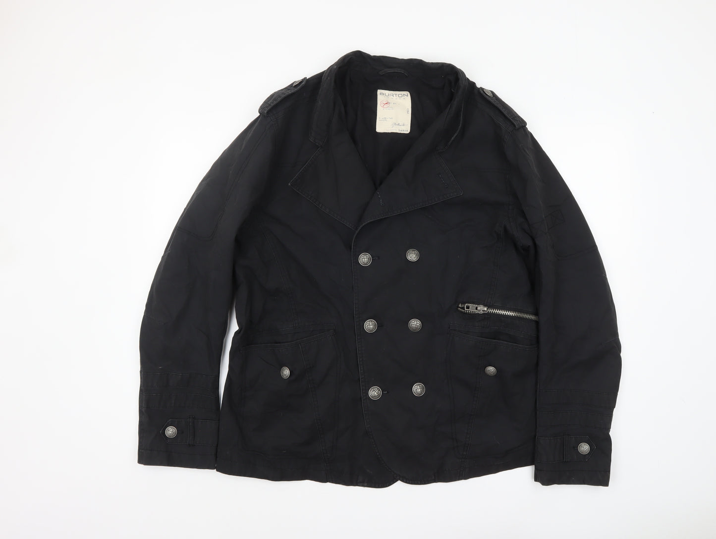 Burton Men's Black Cotton Pea Coat Jacket Size L Regular