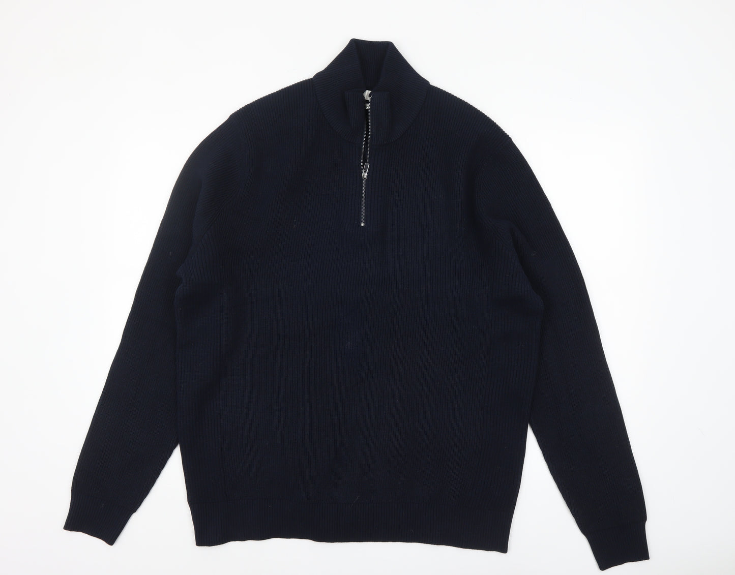 Marks and Spencer Men's Black XL Half Zip High Neck Jumper