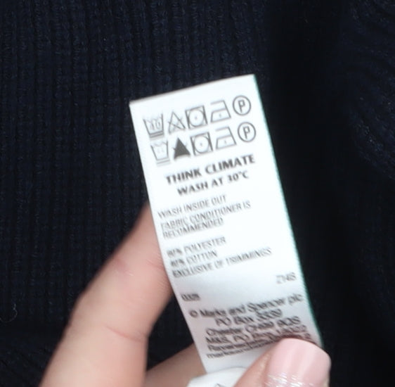 Marks and Spencer Men's Black XL Half Zip High Neck Jumper