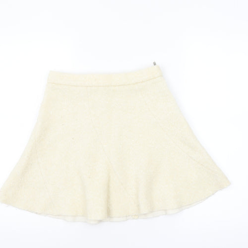Zara Women Ivory Wool Blend A-Line Short Skirt XS