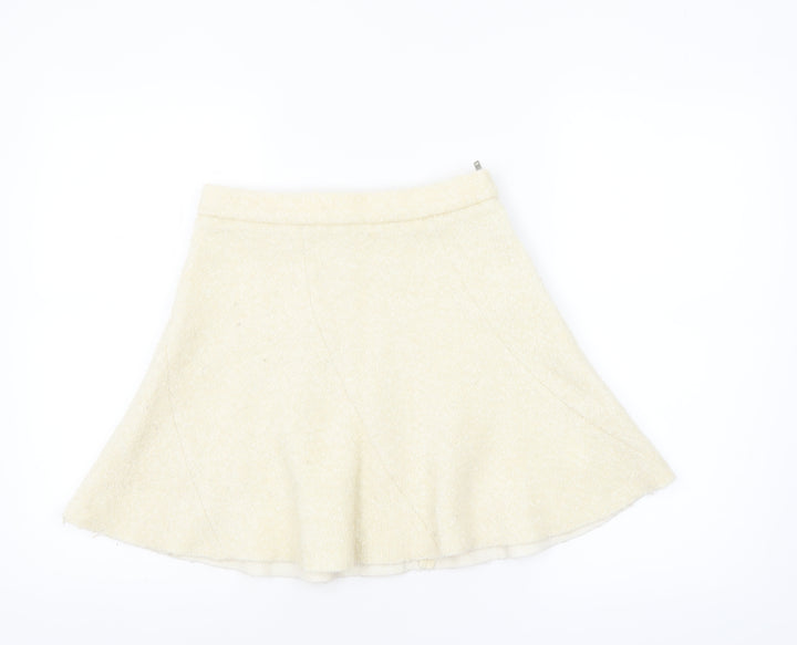 Zara Women Ivory Wool Blend A-Line Short Skirt XS