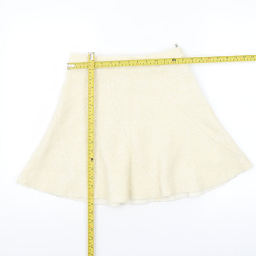 Zara Women Ivory Wool Blend A-Line Short Skirt XS