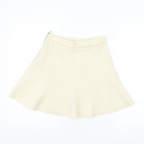 Zara Women Ivory Wool Blend A-Line Short Skirt XS