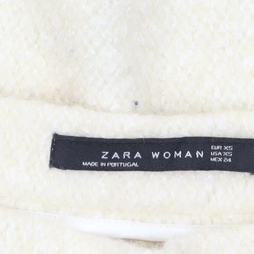 Zara Women Ivory Wool Blend A-Line Short Skirt XS