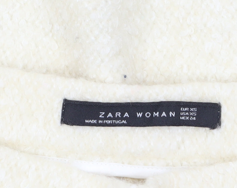 Zara Women Ivory Wool Blend A-Line Short Skirt XS