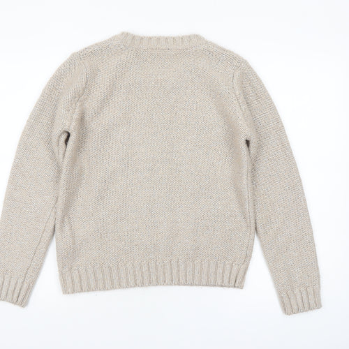 Zamba Womens Beige Cable Knit Crew Neck Jumper Size M