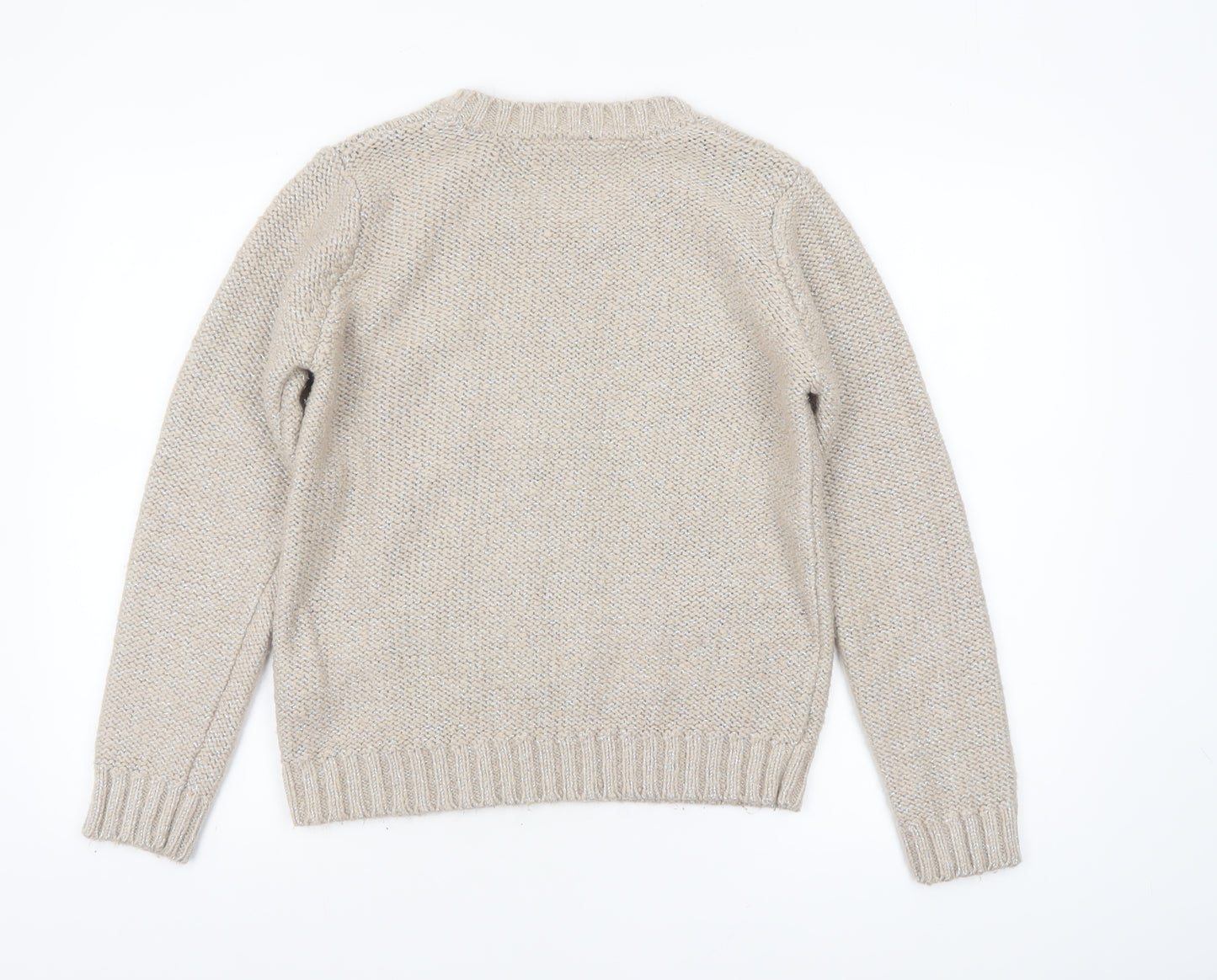 Zamba Womens Beige Cable Knit Crew Neck Jumper Size M