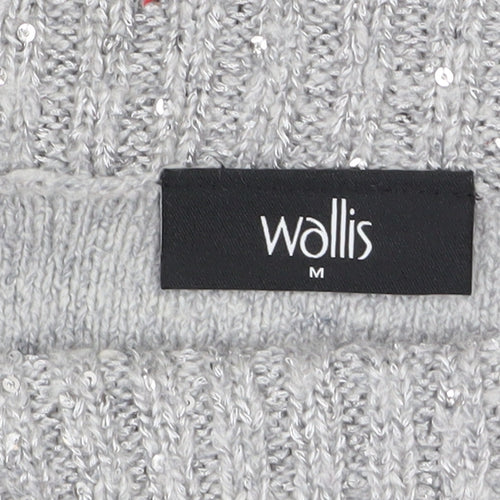 Wallis Women’s Grey Sequin Roll Neck Long Sleeve Jumper M
