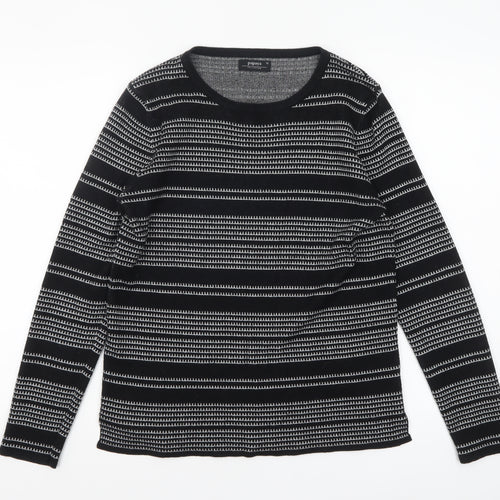 Papaya Women’s Black Striped Knit Jumper Size 12 Long Sleeve Pullover