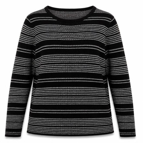 Papaya Women’s Black Striped Knit Jumper Size 12 Long Sleeve Pullover