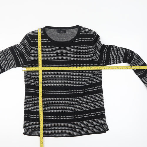 Papaya Women’s Black Striped Knit Jumper Size 12 Long Sleeve Pullover