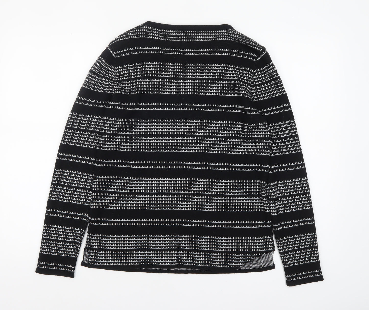 Papaya Women’s Black Striped Knit Jumper Size 12 Long Sleeve Pullover