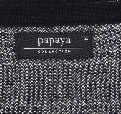 Papaya Women’s Black Striped Knit Jumper Size 12 Long Sleeve Pullover