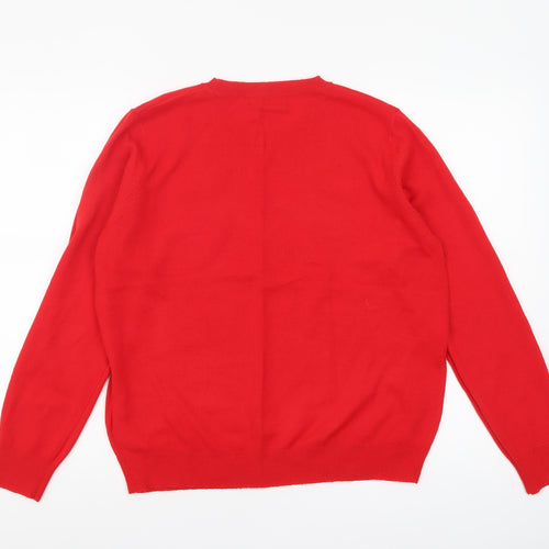 Marks and Spencer Womens Red Sequin Dog Christmas Jumper L