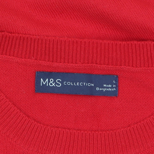 Marks and Spencer Womens Red Sequin Dog Christmas Jumper L