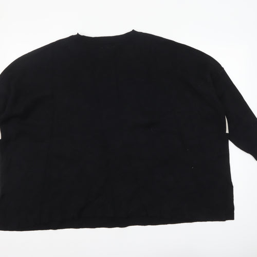QED London Womens Black Rock & Roll V-Neck Pullover Jumper M/L