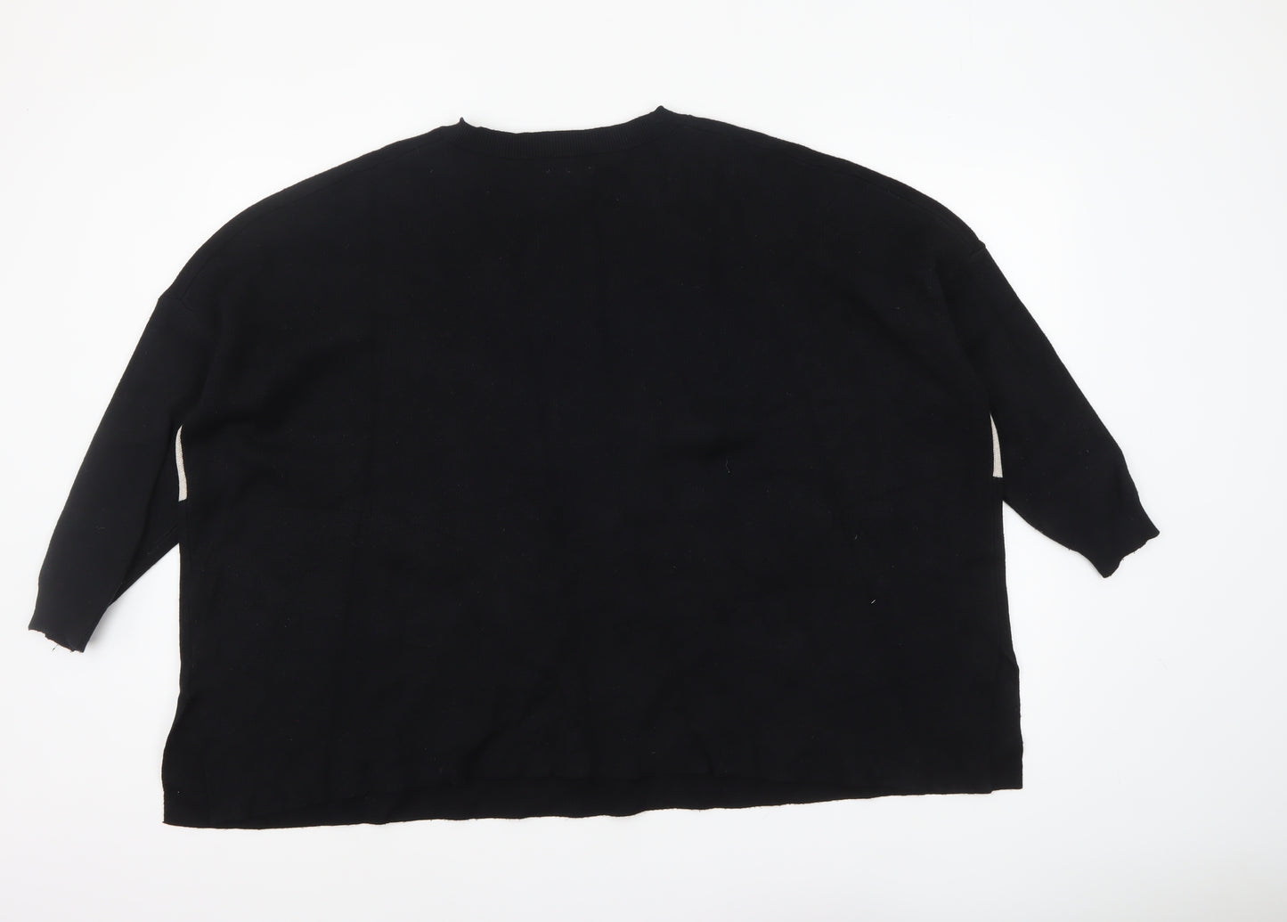 QED London Womens Black Rock & Roll V-Neck Pullover Jumper M/L