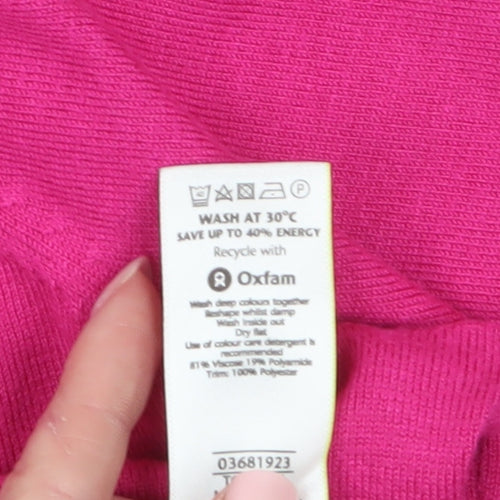Marks and Spencer Per Una Women’s Pink 3/4 Sleeve Square Neck Knit Jumper Size 20