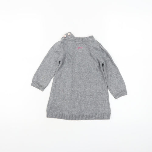 Joules Girls Grey Penguin Jumper 9-12 Months Cotton Wool Knit Winter