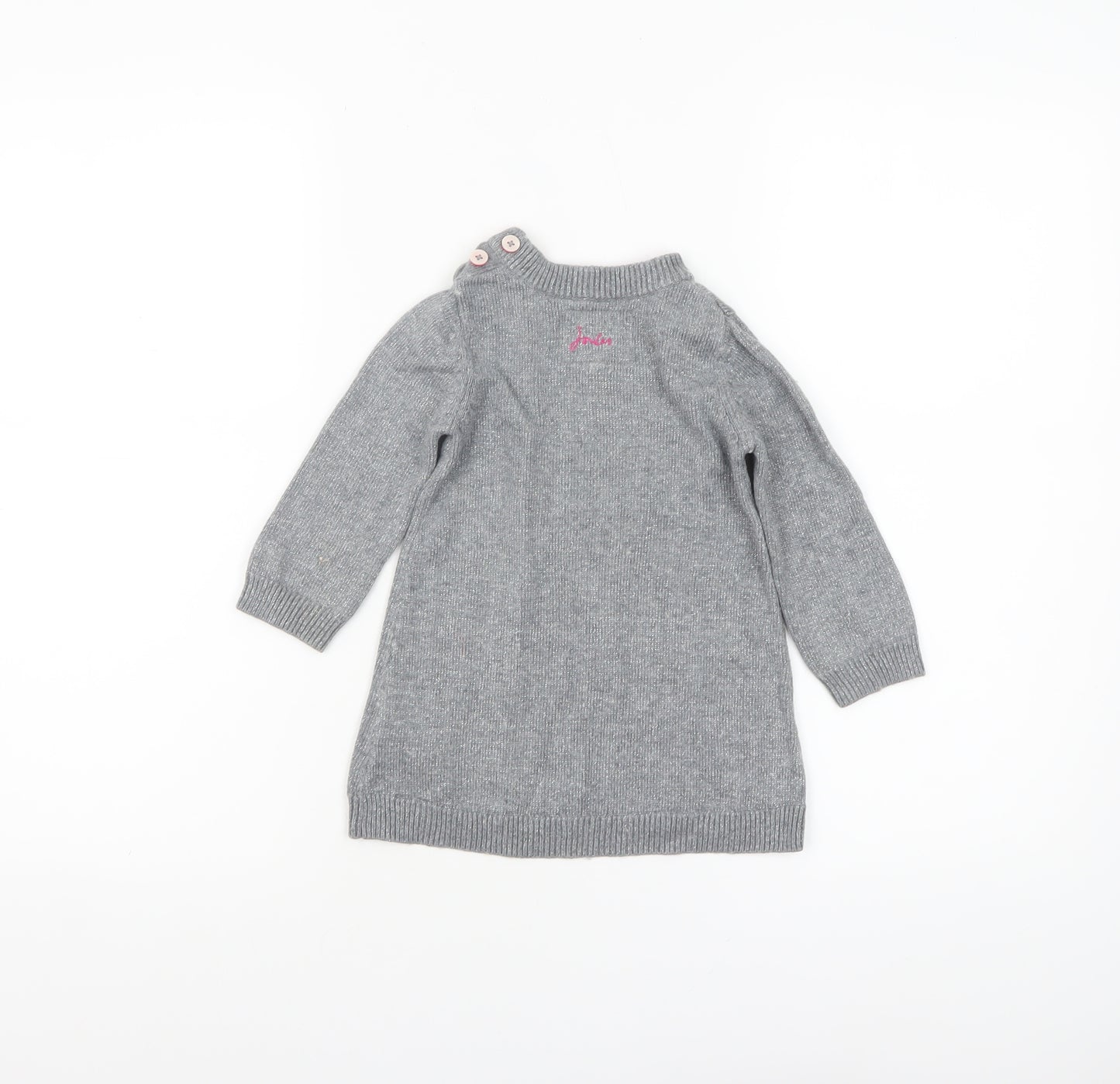 Joules Girls Grey Penguin Jumper 9-12 Months Cotton Wool Knit Winter