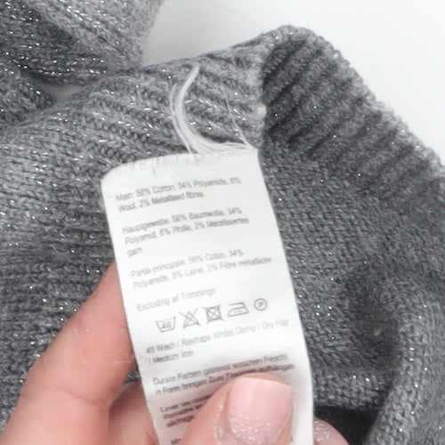 Joules Girls Grey Penguin Jumper 9-12 Months Cotton Wool Knit Winter