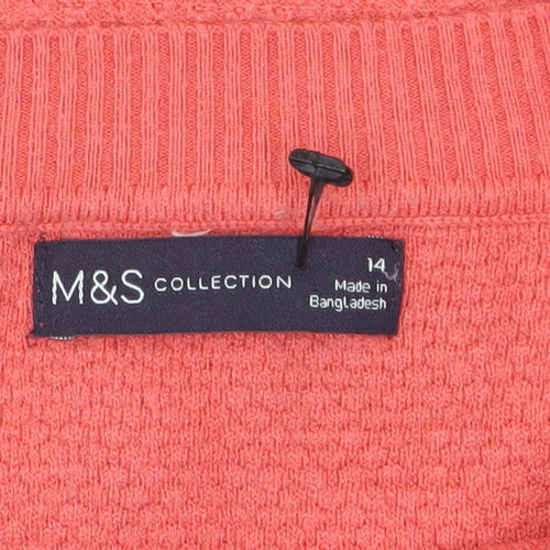 Marks and Spencer Women’s Pink Short Sleeve Knit Jumper Size 14
