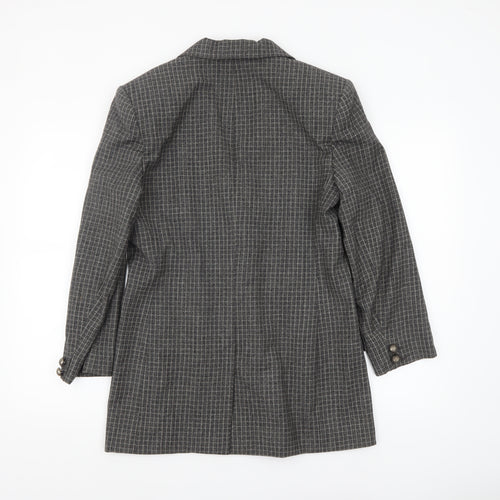 Jaeger Women's Grey Wool Checked Single-Breasted Blazer UK 8