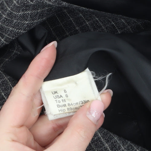 Jaeger Women's Grey Wool Checked Single-Breasted Blazer UK 8