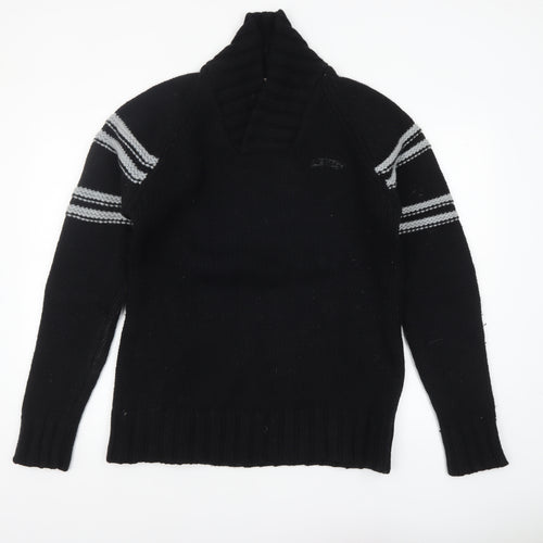 Levi's Men's Black Wool XL V-Neck Chunky Knit Pullover Jumper