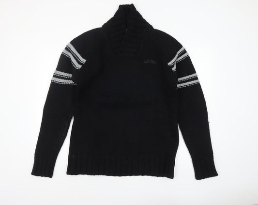 Levi's Men's Black Wool XL V-Neck Chunky Knit Pullover Jumper