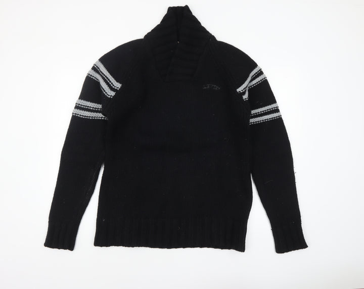 Levi's Men's Black Wool XL V-Neck Chunky Knit Pullover Jumper