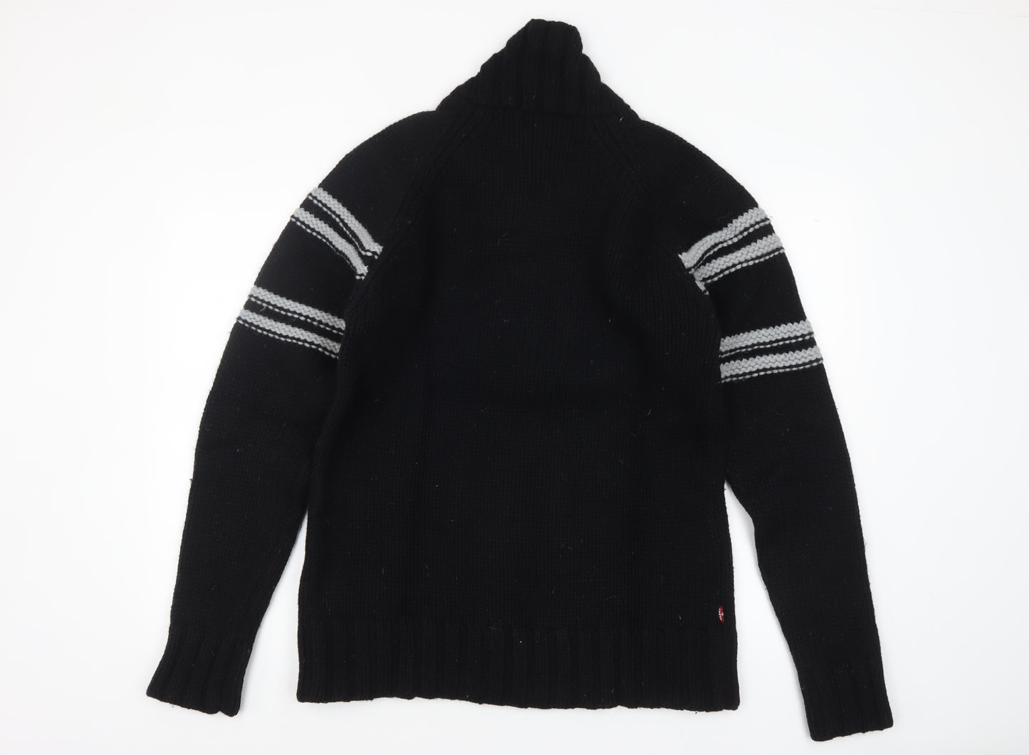 Levi's Men's Black Wool XL V-Neck Chunky Knit Pullover Jumper