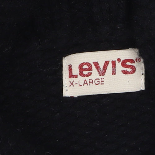 Levi's Men's Black Wool XL V-Neck Chunky Knit Pullover Jumper