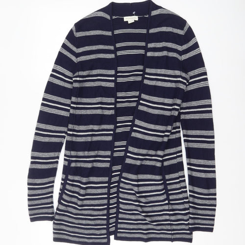 Monsoon Women’s Blue Striped Knit Long Sleeve Open Cardigan Size 8