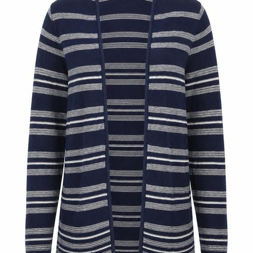 Monsoon Women’s Blue Striped Knit Long Sleeve Open Cardigan Size 8