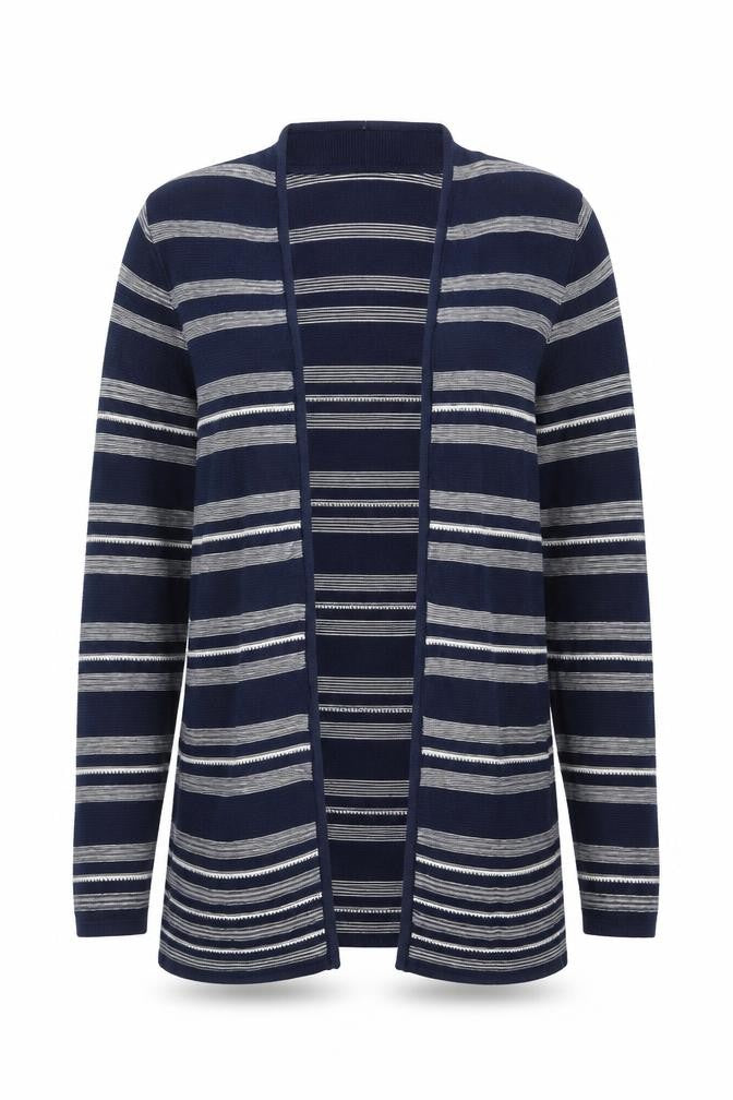 Monsoon Women’s Blue Striped Knit Long Sleeve Open Cardigan Size 8