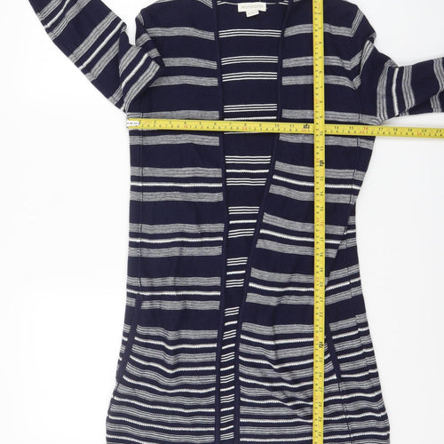 Monsoon Women’s Blue Striped Knit Long Sleeve Open Cardigan Size 8