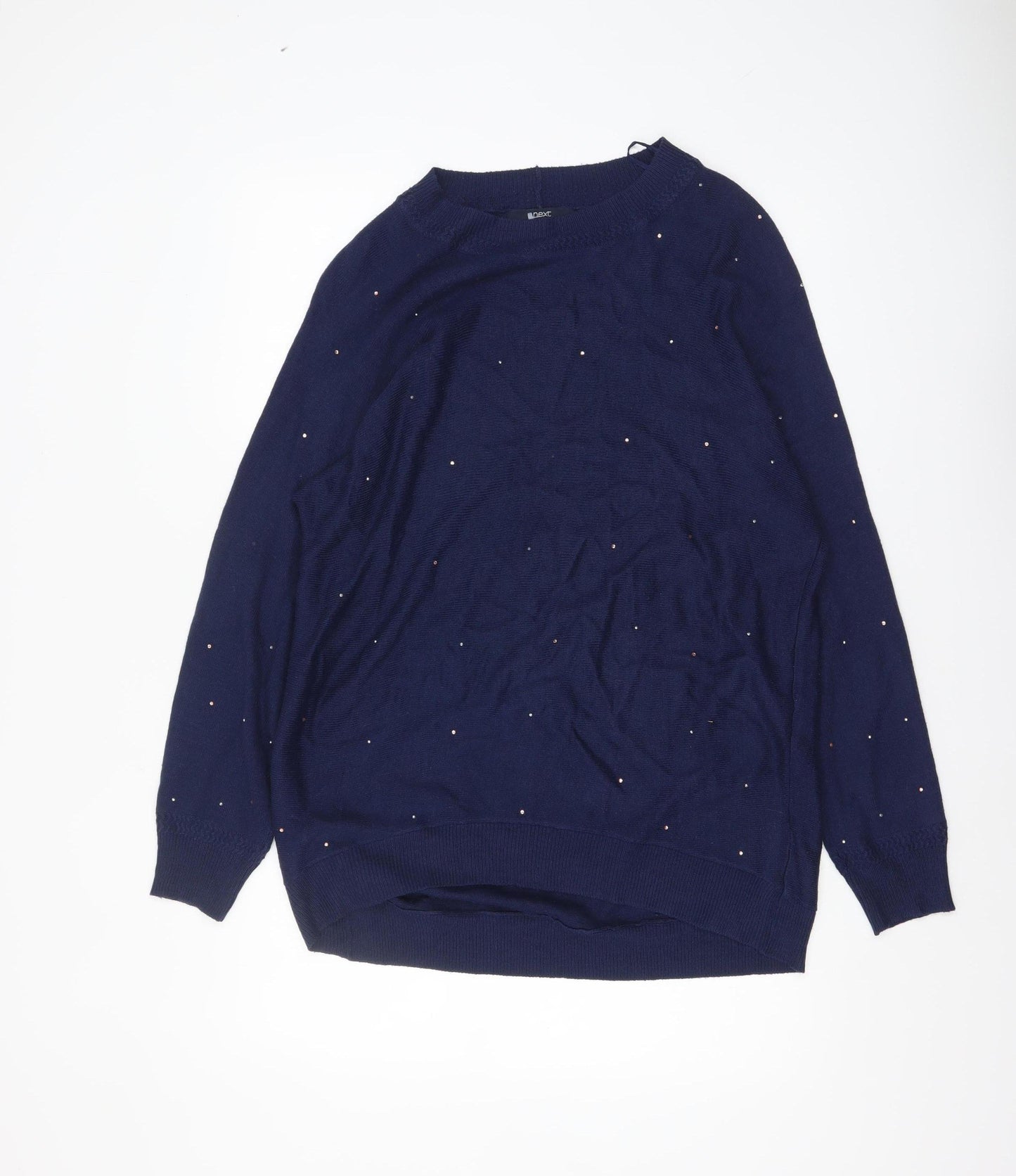 Next Women’s Blue Beaded Crew Neck Acrylic Jumper Size S