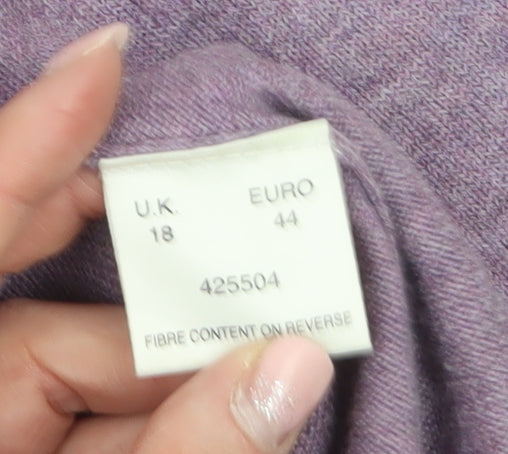Eastex Women’s Purple Henley Knit Jumper Size 18 V-Neck 3/4 Sleeve
