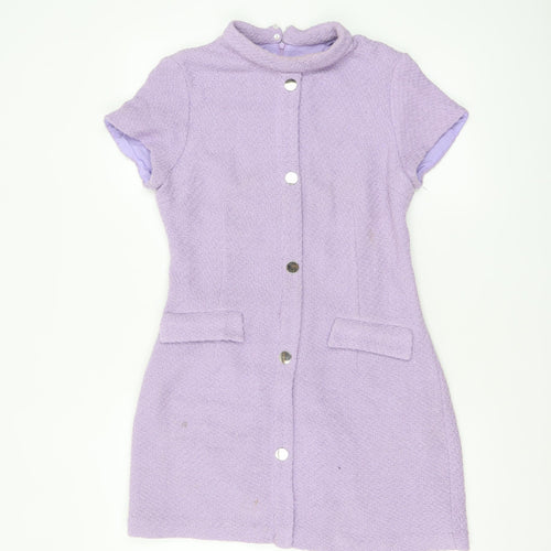 Zara Women Purple Short Sleeve Shift Dress Size 14