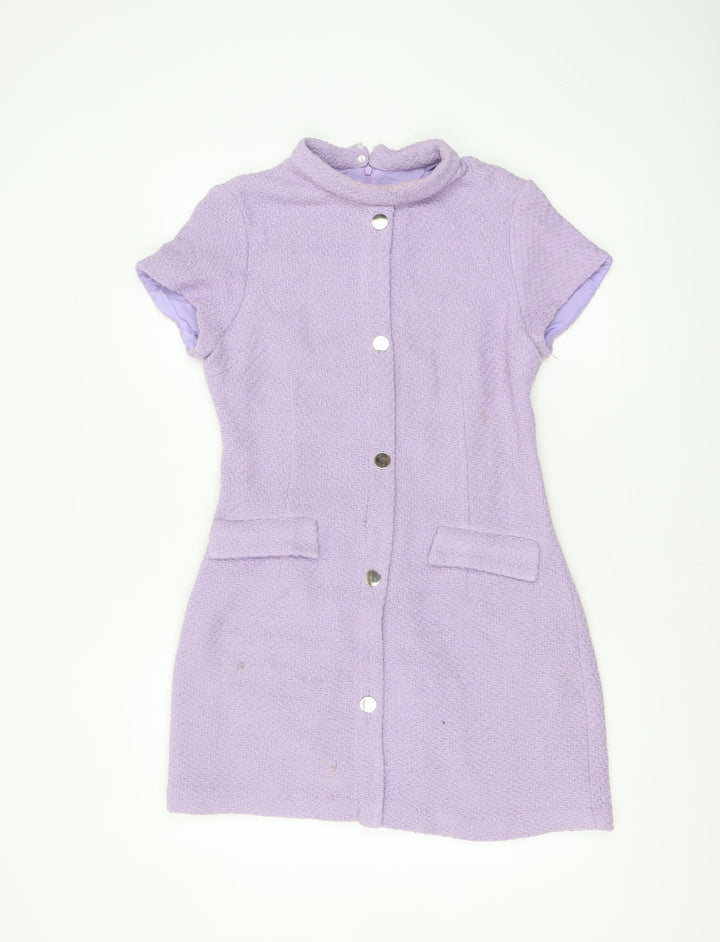 Zara Women Purple Short Sleeve Shift Dress Size 14