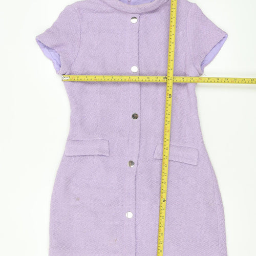 Zara Women Purple Short Sleeve Shift Dress Size 14