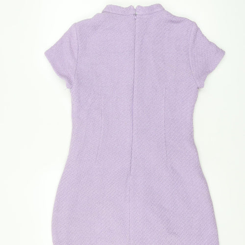 Zara Women Purple Short Sleeve Shift Dress Size 14