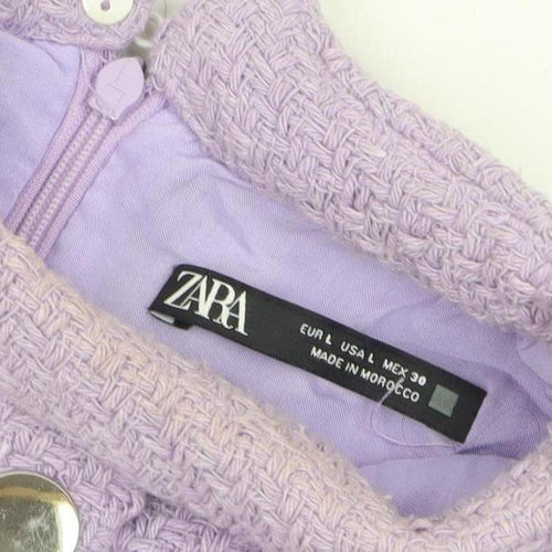 Zara Women Purple Short Sleeve Shift Dress Size 14