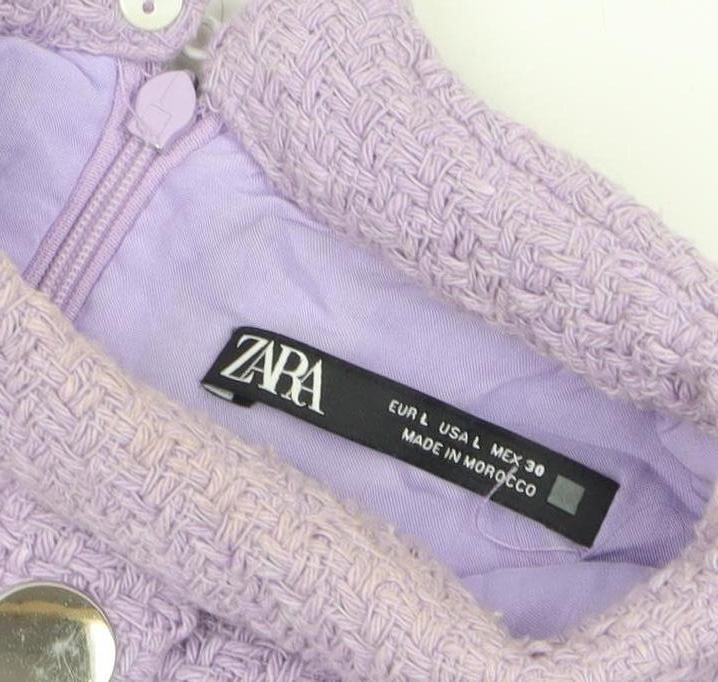 Zara Women Purple Short Sleeve Shift Dress Size 14