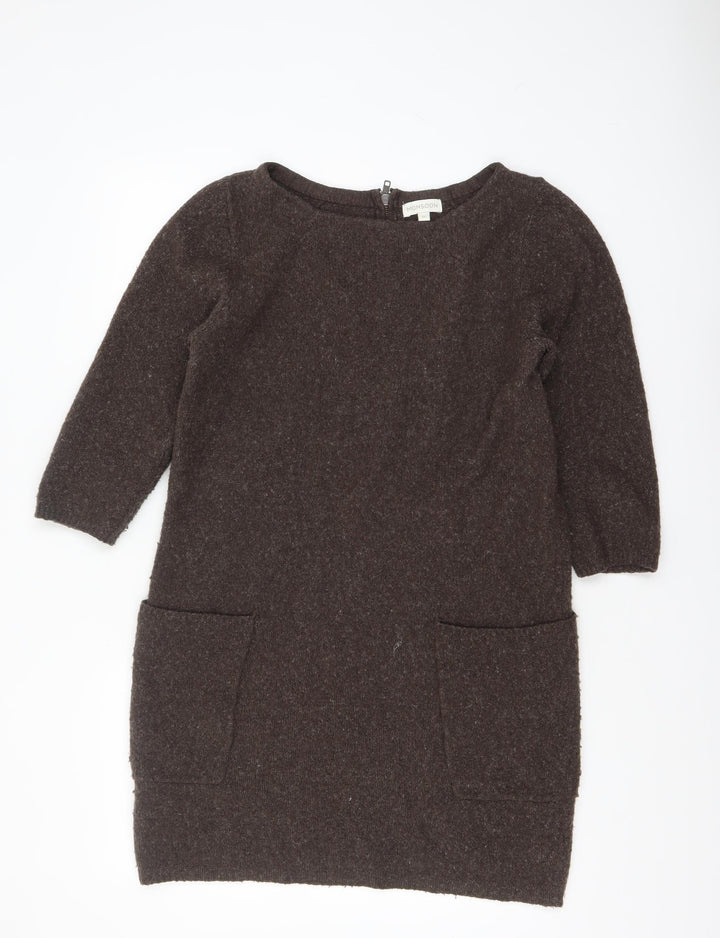 Monsoon Women’s Brown Wool Alpaca Tunic Jumper Medium 3/4 Sleeve